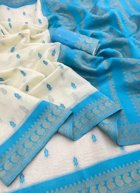 Tew Kalyani Cotton With Gold Jari Silk Saree